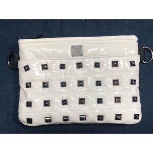 Think Royln Purse White Studded Clutch No Strap Bum Bag Fanny Pack Crossbody